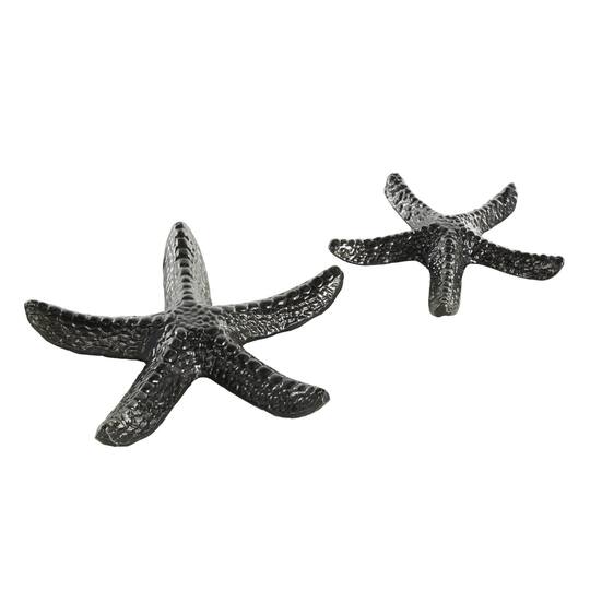Black Aluminum Metal Starfish Bubble Textured Sculptures, 2ct.